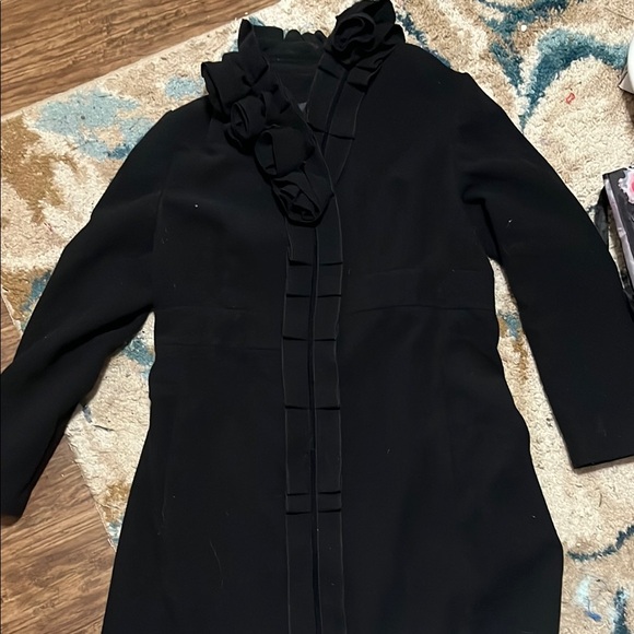 Elle Elegant Black Ruffle Coat